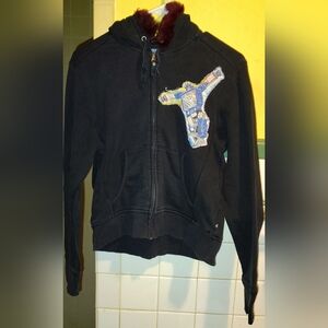 Vintage Upcycled Transformers Black Hooded Sweatshirt, Size Small/Medium